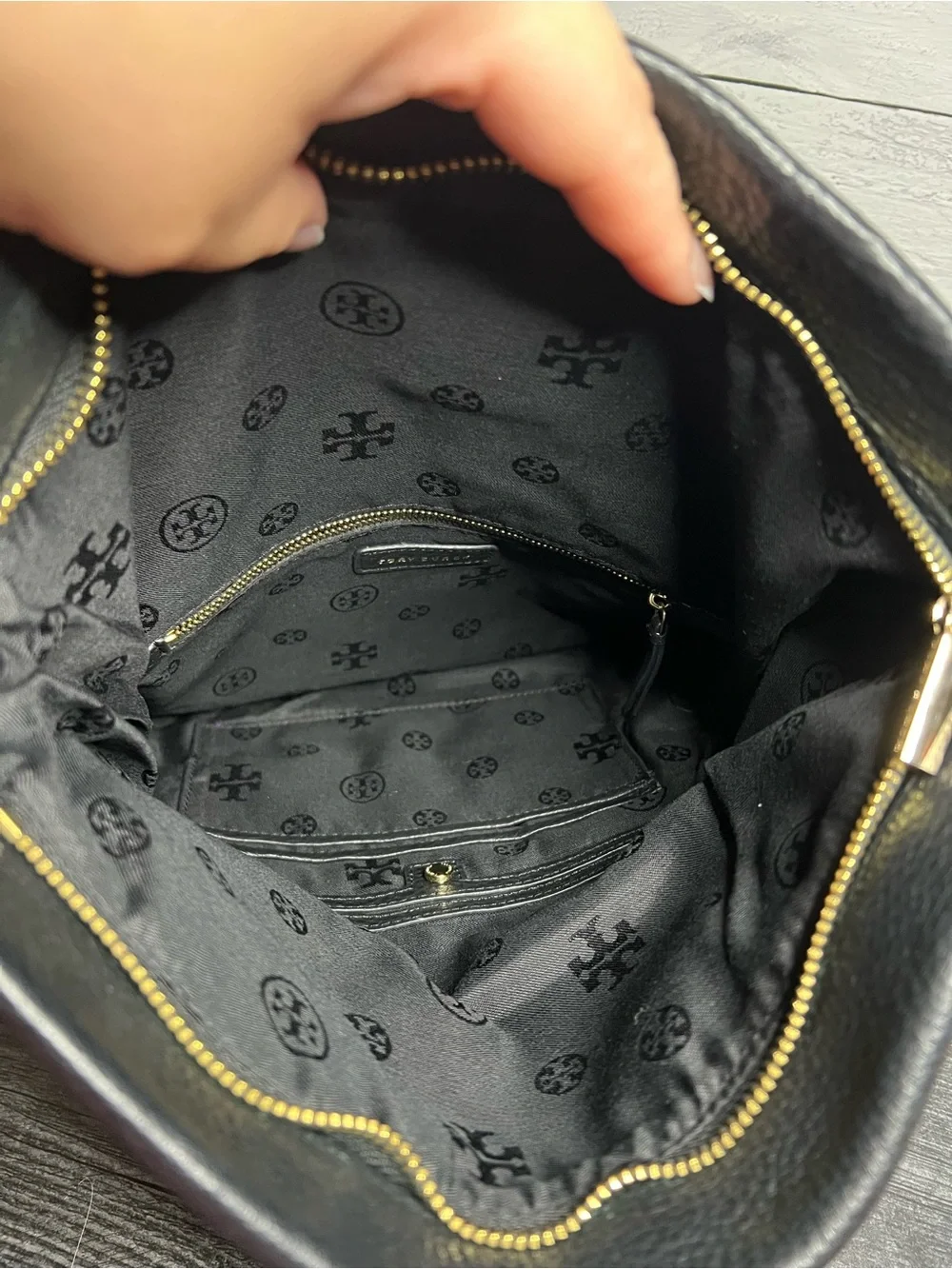 Tory Burch Black Leather Fold-Over Crossbody